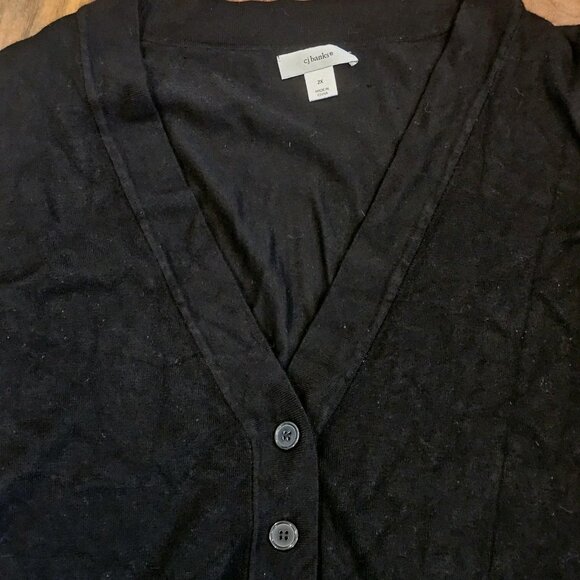 CJ Banks Black Cardigan Thin Classic Size 2X Big Buttons 3/4 Sleeve Cotton Blend - Picture 4 of 9